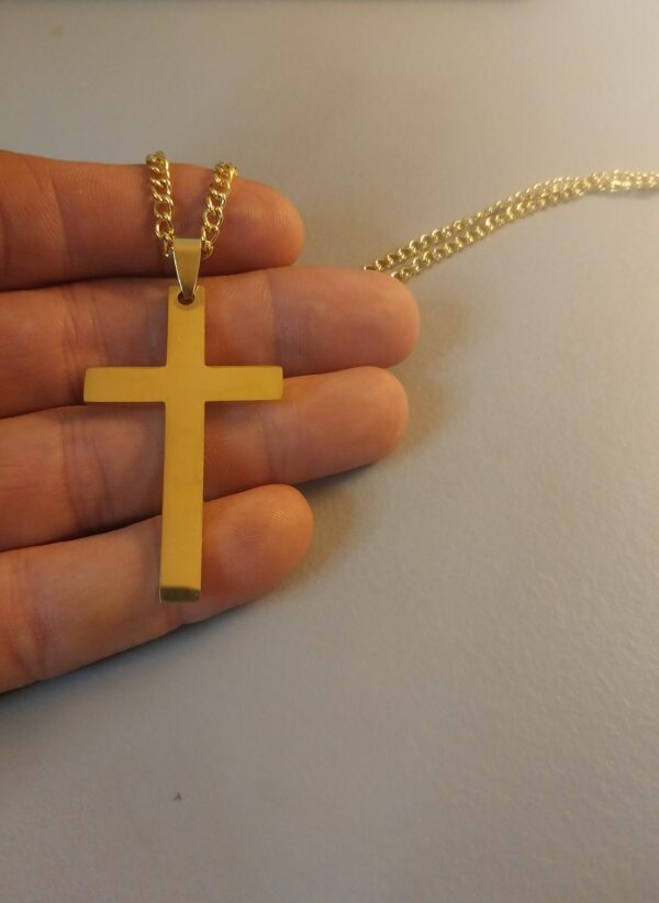 Gold Colored Cross Chain Necklace Christian