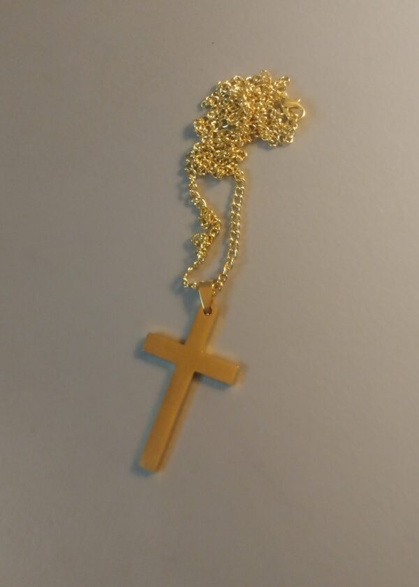 Gold Colored Cross Chain Necklace Christian