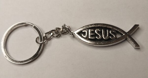 Silver Colored Jesus Fish Keychain