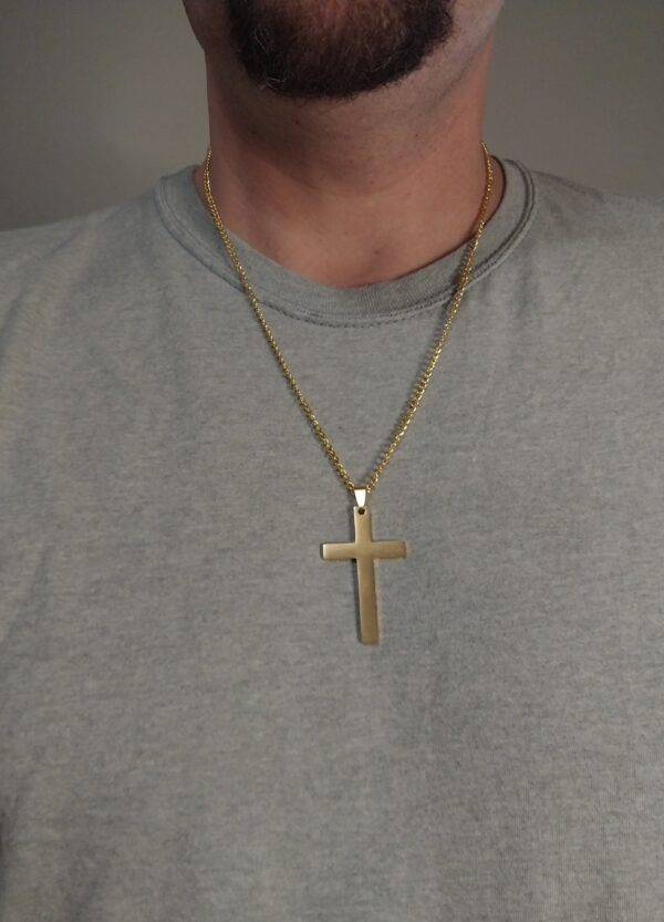 Gold Colored Cross Chain Necklace Christian