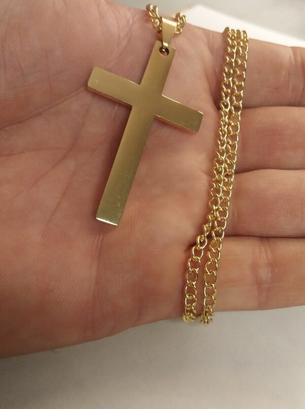 Gold Colored Cross Chain Necklace Christian