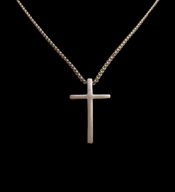 Silver Cross Necklace with Box Chain