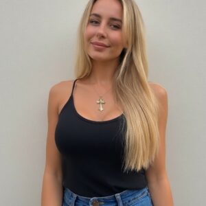 Gold Plated Copper Women's Christian Cross Necklace