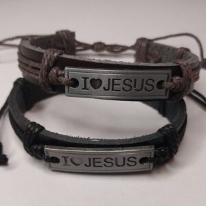 I Love Jesus Leather Bracelets