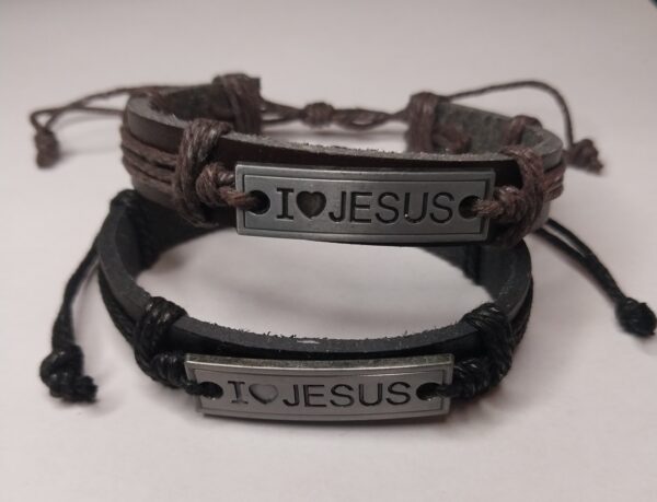 I Love Jesus Leather Bracelets