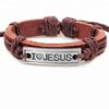 Brown I Love Jesus Leather Bracelet