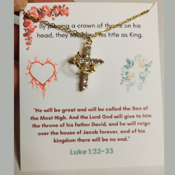 cross and crown Christian Women's Necklace Gold