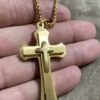 Triple Layered Gold Cross Necklace with Chain
