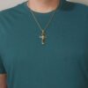 Gunmetal and Gold Layered Cross Necklace