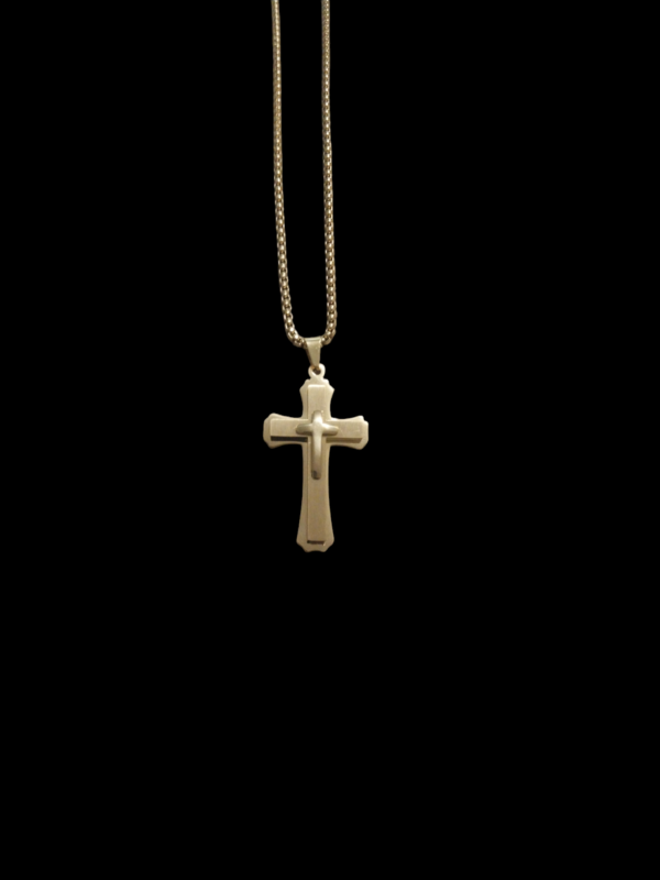 Triple Layered Gold Cross Necklace with Chain