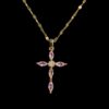 Pink Cross Necklace Women
