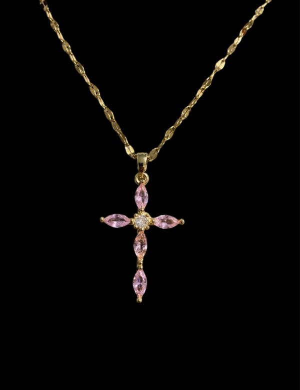 Pink Cross Necklace Women