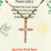 Sparkly Gem Cross Necklace for Women Pink
